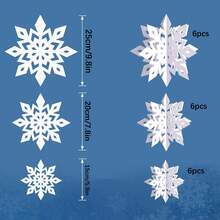 6/12/18Pcs 3D Hanging Snowflake Decorations, 3 Sizes Paper Snowflakes Ornaments For Christmas, Xmas Tree, Winter Wonderland Parties Decor