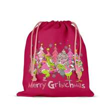 GRINCH 1 buc. Flori imprimate pe două fețe de Crăciun Pachet de pungi cadou de Anul Nou Buzunar Cadou de lenjerie; Cadou de aniversare, Pungi de hârtie kraft, Prima zi de naștere, Crăciun, Cadouri de Crăciun, Pungi pentru cadouri de Crăciun, Cutie de Crăciun mare, Hârtie de împachetat roz de Crăciun, Cutie cadou mică