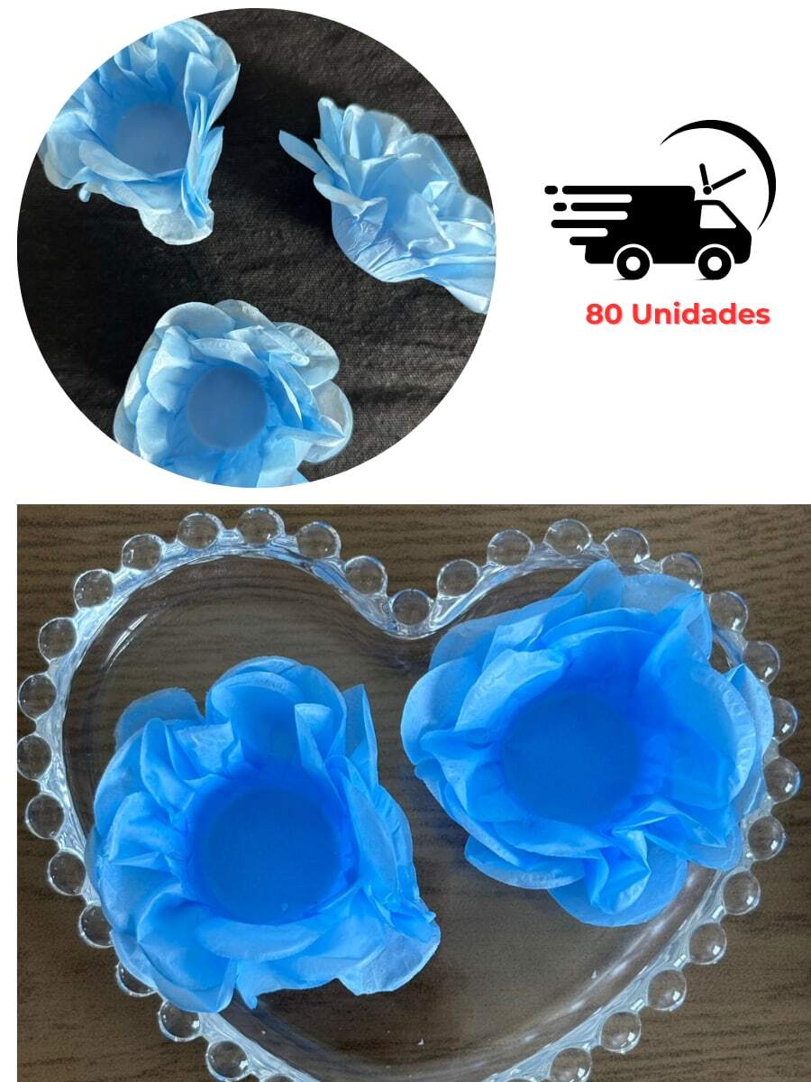 80 Tissue Paper Cupcake Wrappers For Sweets, 3 Layers - Xanh nhạt - Xem 1