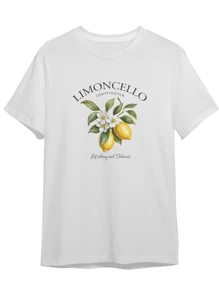 Women's 100% Cotton T-Shirt Minimalist Print T-Shirt Limone - 白色 - 查看 2