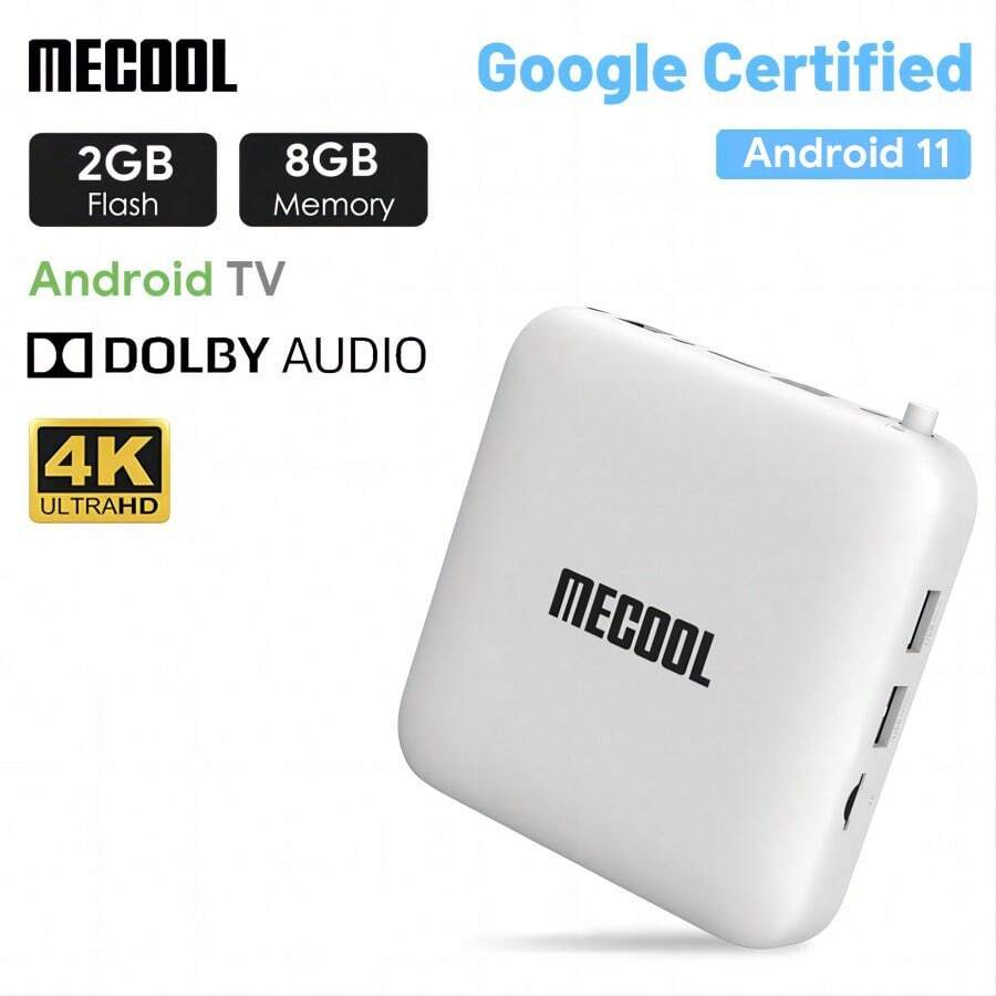 件 Mecool Km2 Android 10 Androidtv Os 2 + 8g 附 Google/4k/杜比音訊認證 100m Lan 埠白色 PC 塑膠媒體播放器電視盒