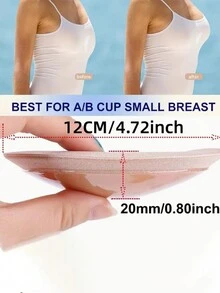 1 件女士隐形胸罩垫、神奇胸罩插入海绵垫、乳房提升垫、泳衣硅胶胸罩垫、粘性贴片。 - 杏色 - 查看 4
