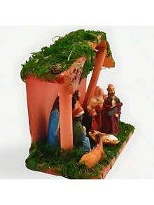 Wooden Nativity Scene Baby Jesus In The Manger - Traditional Christmas Decoration With Charming Details, Ideal For Decorating Tables And Shelves, Measuring 8 Cm X 20 Cm X 15 Cm, Celebrate Christmas With Tradition! - 彩色 - 查看 2