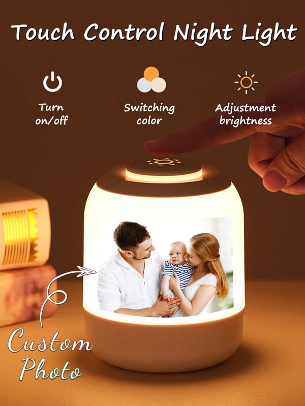 Personalized Night Light With Custom Photo - Rechargeable 2400mAh Desk Lamp, Touch Control, Perfect Gift For Christmas, Valentine's, Anniversaries - Ideal For Boyfriend, Girlfriend, Parents & Friends