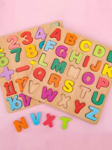 3 in 1 Puzzle di legno per bambini, Puzzle di legno per alfabeto, numeri e forme, Giocattoli Puzzle per l'apprendimento per bambini, Set di 3 puzzle 3 in 1 per bambini di età 3+