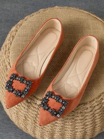 WHDXY 女士百搭阔腿裤、水晶尖头平底鞋、软底一脚蹬平底鞋、舒适蓝色工作鞋、复古装扮搭配紧身背心、尖头一脚蹬芭蕾平底鞋、仙女风格