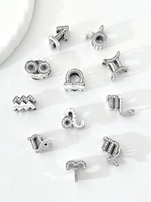 1 Stück modischer 925er Sterling Silber Charm Perle mit 12 Sternzeichen, geeignet für Frauen Armbänder Armreifen DIY Schmuckherstellung und Alltags Outfit Accessoires Dekoration für Mädchen