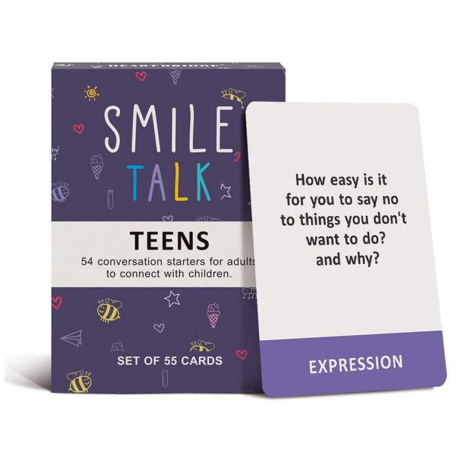 HEART BRIDGE 1 Box, Teenage Dialogue Card Game, Tabletop Game, Family Interactive Tool, Thought-Provoking & Encouraging Self-Expression, Halloween/Christmas/Children's Day Gift, Suitable For Game Night | Size: 3.54in X 2.56in X 0.75in || 55 Cards - Dusty Purple - View 1