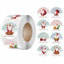 1 Cuộn 500 Miếng/Bộ Miếng Dán Trang Trí Quà Tặng Bóc & Dán Giáng Sinh, Nhãn Cảm Ơn Lễ Hội, Đồ Thủ Công Tự Làm - Giáng sinh màu đỏ - Xem 8