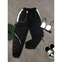 Glow In The Dark Reflective Top And Shiny Reflective Pants Set - 黑色 - 查看 1