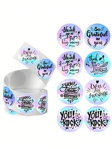 500 miếng/cuộn Nhãn dán cảm ơn lấp lánh tự dính, Nhãn trang trí quà tặng/bao bì cho sinh nhật, đám cưới, khai trương doanh nghiệp, quà tặng cho khách, niêm phong phong bì, Thẻ dán cảm ơn 1 inch - Nhiều màu - Xem 7