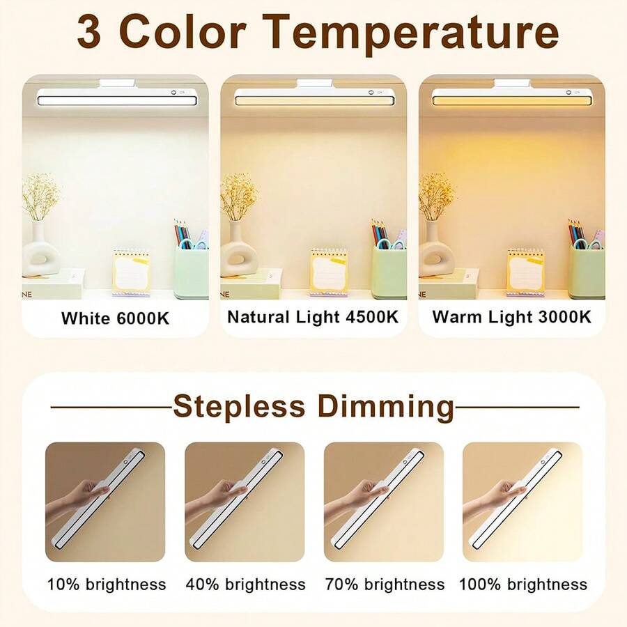 LED Desk Light Under Lighting Night Light Rechargeable