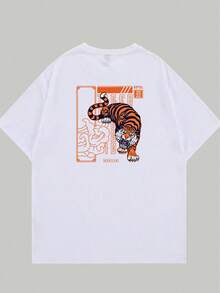 Tiger Printed T-Shirt Tiger Men's Fashion Unisex Blouse Comfort Casual Premium Print - trắng - Xem 3