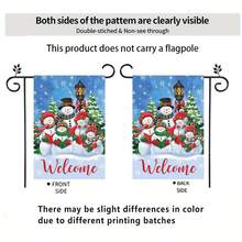 1 Cờ sân vườn in họa tiết người tuyết mừng Giáng sinh ngoài trời hai mặt - Làm bằng polyester, 12 X 18 inch, Trang trí trang trại mùa đông, Trang trí bãi cỏ ngoài trời, Trang trí ngoại thất kẻ caro Buffalo, Bền và chống chịu thời tiết, Không bao gồm cột cờ - Nhiều màu - Xem 3