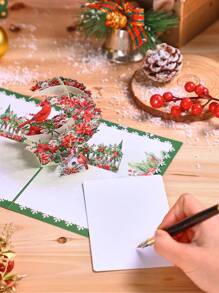 Opjoys 1 件圣诞树，附赠礼品弹出式卡片、圣诞贺卡、感谢卡、手工弹出式卡片、圣诞礼物 - 綠色 - 查看 7