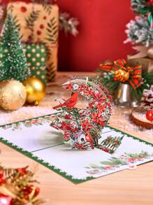 Opjoys 1 件圣诞树，附赠礼品弹出式卡片、圣诞贺卡、感谢卡、手工弹出式卡片、圣诞礼物 - 綠色 - 查看 6