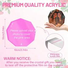 1PC Transparent Acrylic Photo Block, Heart-Shaped, 6-Sided, 9-Sided, Square, Personalized Couple And Family Portrait Display, Sharing Memories And Precious Moments, Ideal Gift For Friends And Family, Elegant Souvenir, No Need For Electricity, Home Decoration, Perfect Gift Gifts Birthday Graduation - Transparent Color (10cm*10cm) - View 10