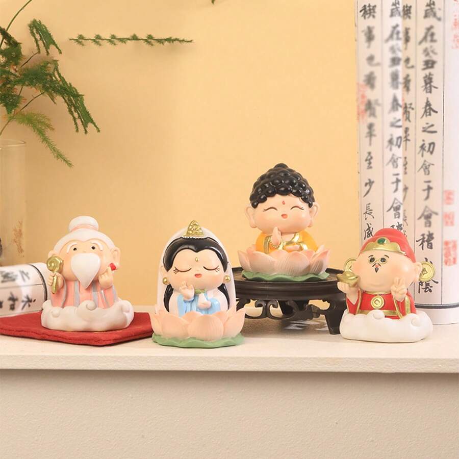 1 件快乐仙女、幸运莲花、观世音菩萨雕像、桌面、汽车微型装饰、轻微瑕疵，不影响使用最佳礼物 - 彩色 - 查看 1