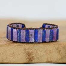 1 件复古紫水晶和玛瑙串珠编织手链，适合女士，天然石编织手链 - 彩色 - 查看 2