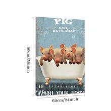 1Pc Framed Pig Canvas Painting Wall Art Poster  Canvas Print Poster Artwork Wall Art Painting  Decorative Painting Living Room Home Decor