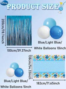 Disney 73PCS Disney Officially Licensed Blue Stitch Balloon Set Birthday Party Graduation Ceremony Christmas Indoor Outdoor Dress Up Cute Cartoon Image Balloon Decoration Photo Background Supplies Friends Family Gifts