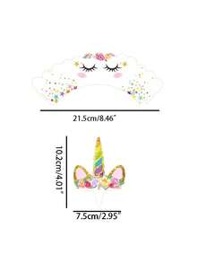 15 件蕾丝独角兽纸杯蛋糕装饰物、带独角兽装饰的彩虹纸杯蛋糕底座、纸杯蛋糕装饰物、蛋糕装饰插件、生日派对活动装饰用品 - 彩色 - 查看 5