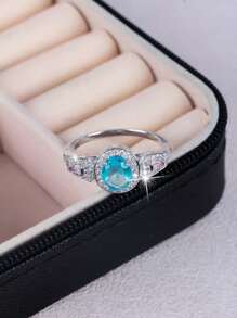 1 pieza Anillo de piedra de zirconia en forma de lágrima brillante y lujoso, ideal para mujeres como regalo para el Día de San Valentín, compromiso, boda, aniversario, mamá, madre, Día de la Madre