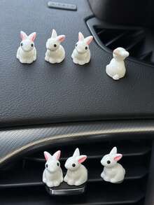 10 件白色立耳兔子车内装饰 - 白色 - 查看 6