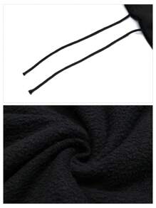 OVDY 1 件男士手绘丝网字母图案抽绳下摆圆领运动衫，街头服饰 - 黑色 - 查看 11