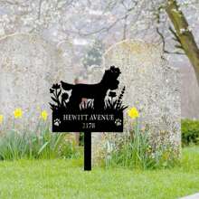 1 Piece Customizable Dog Name Memorial Plaque Stake, Metal Cemetery Signs Black, Condolence Signs, Sturdy And Durable Pet Grave Markers, Yard Decor, Garden Decor, Cemetery Decor, Pet Signs - A Loving Tribute To Your Beloved Dog!
