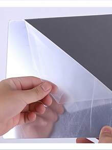 4 件套大号 30 厘米圆角全长亚克力墙贴镜，自粘式，适用于门后、衣柜，无需钻孔，最佳礼物 - 灰色 - 查看 5