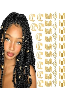 40 phụ kiện tết tóc sang trọng, trang trí tết tóc & búi tóc, màu bạc & vàng sáng bóng, nhẹ & bền - Nhiều màu - Xem 8