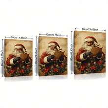 1 pieza Póster artístico vintage de lienzo con impresión | Enmarcado en lienzo - Santa Claus leyendo arte navideño, perfecto para la decoración rústica del hogar, decoración de invierno, decoración de habitación, decoración de pared, regalo de Navidad perfecto