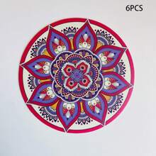 双面皮革杯垫和餐垫，波西米亚风格印花隔热防水咖啡垫，圆桌装饰垫 - 彩色 - 查看 11