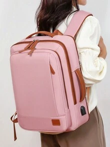 1 Balo du lịch đa năng thời trang có thể gấp gọn với thiết kế quai xách hành lý. Túi làm việc tối giản di động có nhiều ngăn. Túi đi học cá tính có cổng sạc USB. Túi cuối tuần thường ngày cho công sở có ngăn đựng đồ khô-ướt. - Hồng - Xem 9