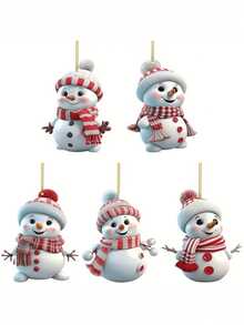 5 đồ trang trí treo hình người tuyết dễ thương cho Giáng sinh, năm mới, trang trí cây thông Noel, sinh nhật, đám cưới, sự kiện kỷ niệm, Acrylic, Giáng sinh - trắng - Xem 5