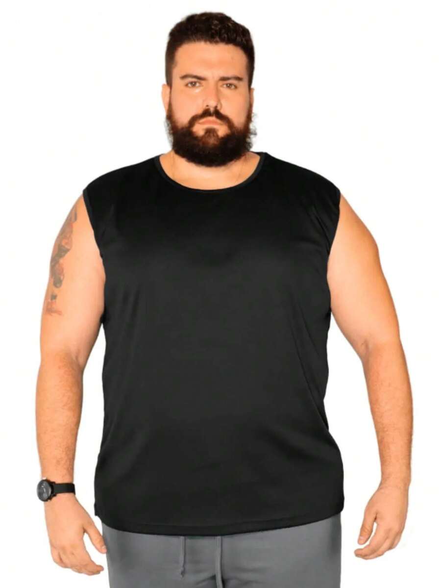Plus Size Macho Men's Wide Shoulder Tank Top Extra Large - Negro - Ver 1