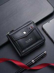 SHABILI 新款紧凑型男士钱包商务风格高端个性化拉链钱包时尚多功能卡包零钱包圣诞礼物感恩节礼物 - 黑色 - 查看 1