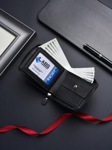 SHABILI 新款紧凑型男士钱包商务风格高端个性化拉链钱包时尚多功能卡包零钱包圣诞礼物感恩节礼物 - 黑色 - 查看 2