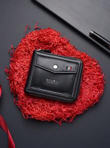 SHABILI 新款紧凑型男士钱包商务风格高端个性化拉链钱包时尚多功能卡包零钱包圣诞礼物感恩节礼物 - 黑色 - 查看 6