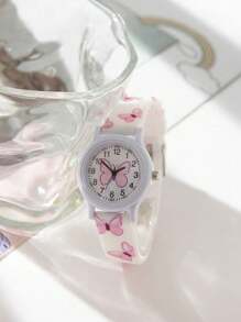 1pc New Fashion Butterfly Pattern Casual Cute Children Quartz Watch, Suitable As Birthday/Holiday Gift - Multicolor - View 2