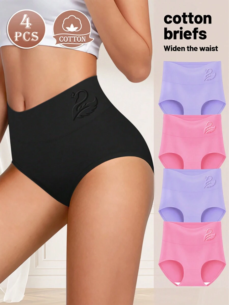 4 Nữ Cao Cấp Quần Lót Cotton, Kiểm Soát Bụng, Vừa Vặn Thoải Mái, Thoáng Khí Màu Tam Giác Quần Lót - Nhiều màu - Xem 1