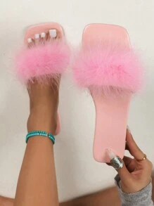 女士新款方头平底凉鞋、时尚派对系带拖鞋、性感黑色人字拖，搭配连衣裙，春夏 - 淺粉色 - 查看 5