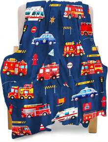 Kid Blanket Fleece Blanket Throw For Boys Girl- Blanket -Cute Small Soft Truck Toddler Throw Blanket,Kids Blanket For Birthday Gift - Fire Truck Red - View 3