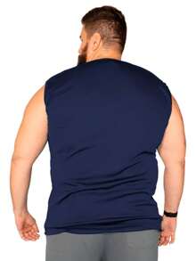 Regata Plus Size Machão Ombro Largo Masculino Extra Grande - Azul Marinho - Visão 2