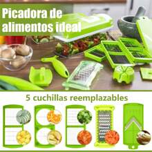 Kit Multifuncional de Cortador y Rayador de Frutas y Verduras para una Preparación Rápida y Fácil en la Cocina. MANUAL - Verde - Ver 4