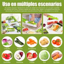 Kit Multifuncional de Cortador y Rayador de Frutas y Verduras para una Preparación Rápida y Fácil en la Cocina. MANUAL - Verde - Ver 5