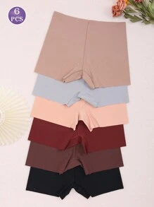 6pcs Seamless Flat Corner Panties, Soft And Comfortable Low-Waist Underwear For Women