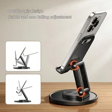 Giá đỡ điện thoại xoay 360 độ, giá đỡ điện thoại có thể gập lại được làm bằng vật liệu ABS bền, giá đỡ để bàn nhiều góc, thiết yếu cho văn phòng và lớp học trực tuyến - Phù hợp với điện thoại thông minh và máy tính bảng - màu đen - Xem 6