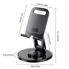 Giá đỡ điện thoại xoay 360 độ, giá đỡ điện thoại có thể gập lại được làm bằng vật liệu ABS bền, giá đỡ để bàn nhiều góc, thiết yếu cho văn phòng và lớp học trực tuyến - Phù hợp với điện thoại thông minh và máy tính bảng - màu đen - Xem 3
